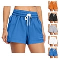 thumbnail image 1 of Sweat Shorts Women Summer Elastic Waist Drawstring Loose Casual Athletic Workout Gym Shorts with Pockets, 1 of 5