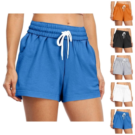 Sweat Shorts Women Summer Elastic Waist Drawstring Loose Casual Athletic Workout Gym Shorts with Pockets