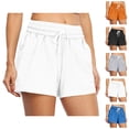 thumbnail image 1 of Sweat Shorts Women Summer Elastic Waist Drawstring Loose Casual Athletic Workout Gym Shorts with Pockets, 1 of 5