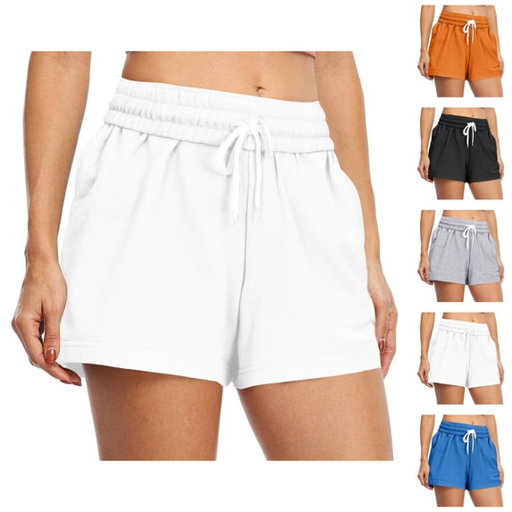 Sweat Shorts Women Summer Elastic Waist Drawstring Loose Casual Athletic Workout Gym Shorts with Pockets