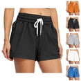 thumbnail image 1 of Sweat Shorts Women Summer Elastic Waist Drawstring Loose Casual Athletic Workout Gym Shorts with Pockets, 1 of 5