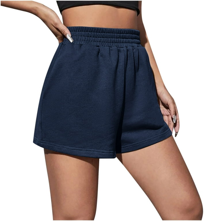 Navy blue cotton shorts womens new arrivals