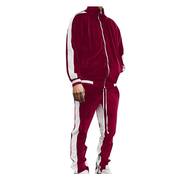 Sweat Suit Tracksuit Men Winter Mens Joggers Men's Sports Color Casual Velvet Casual Men's Two-piece Jacket Trousers Hooded Suit Jacket Sportswear Suit