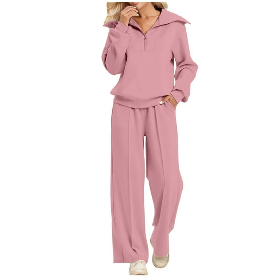 Sweat Suit Women 2 Piece Long Sleeve Sweatshirt with Wide Leg Pants Lounge Sets Fall Matching Sets Vacation Sets for Women