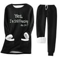 thumbnail image 1 of Sweat Suit for Women 2 Piece Set Sherpa Lined,Yes I'm Still Freezing Me 24 7 Letter Print Fleece Tracksuit Warm Fleece Sweatsuit Sweatshirts and Sweatpants Set, 1 of 5
