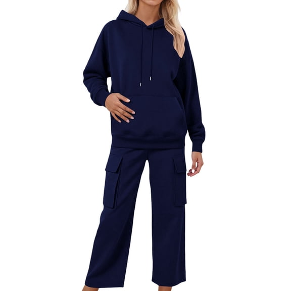 Sweat Suit Women Two Piece Hoodie Long Sleeve Sweatshirt with Wide Leg Pants Loungewear Sets Fall Essentials Travel Essentials for Women