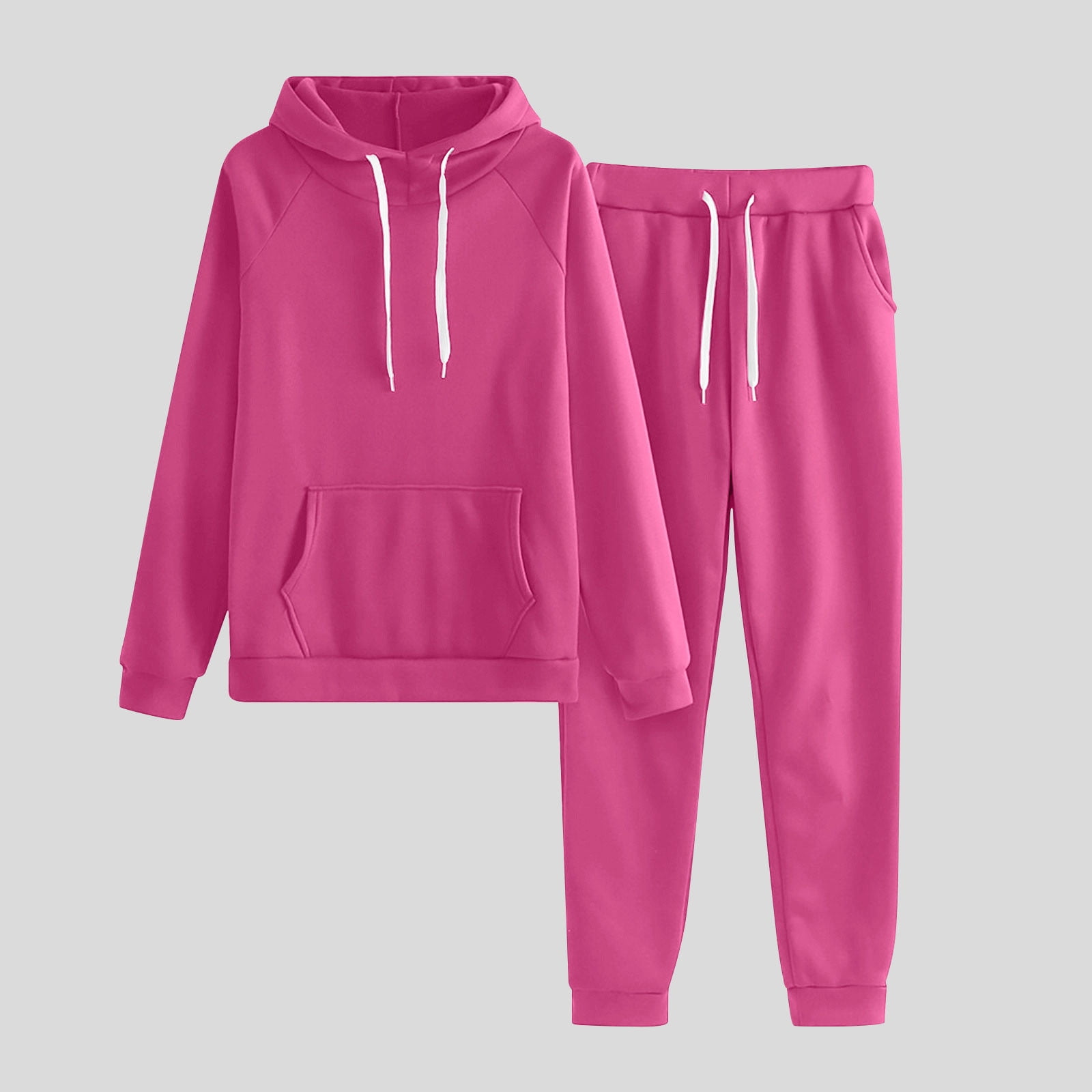 Women's Piece Sweat Suits Set: Long Sleeve Hooded Sweatshirt