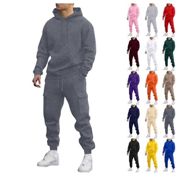 Sweat Suits for Men 2 Piece Set Sport Outfits Pullover Hoodie Sweatshirt Tracksuit & Joggers Sweatpants Sweatsuit Set Dark Gray M