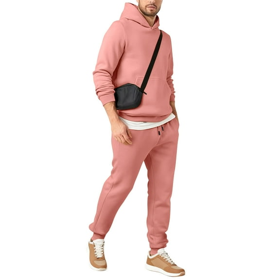 Sweat Suits for Men 2 Piece Set Sport Outfits Pullover Hoodie Sweatshirt Tracksuit & Joggers Sweatpants Sweatsuit Set Pink S