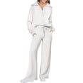 thumbnail image 1 of Sweat Suits for Womens 2 Piece Half Zip Pullover Wide Leg Sweatpants Set Airport Outfits Loungewear Matching Sets White XL, 1 of 6