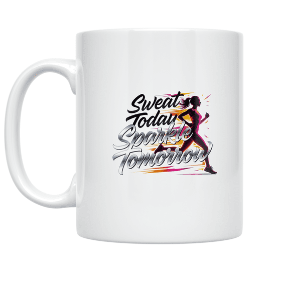 Sweat Today Sparkle Tomorrow - Womens Running Motivation - 11 oz Ceramic Coffee Mug