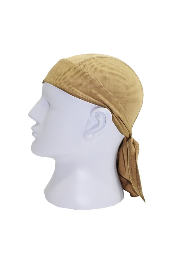 Sweat Wicking Beanie Cap Hat Skull Cap Pirate Hat Bandana Head Wrap for Men and Women Light Brown One Size