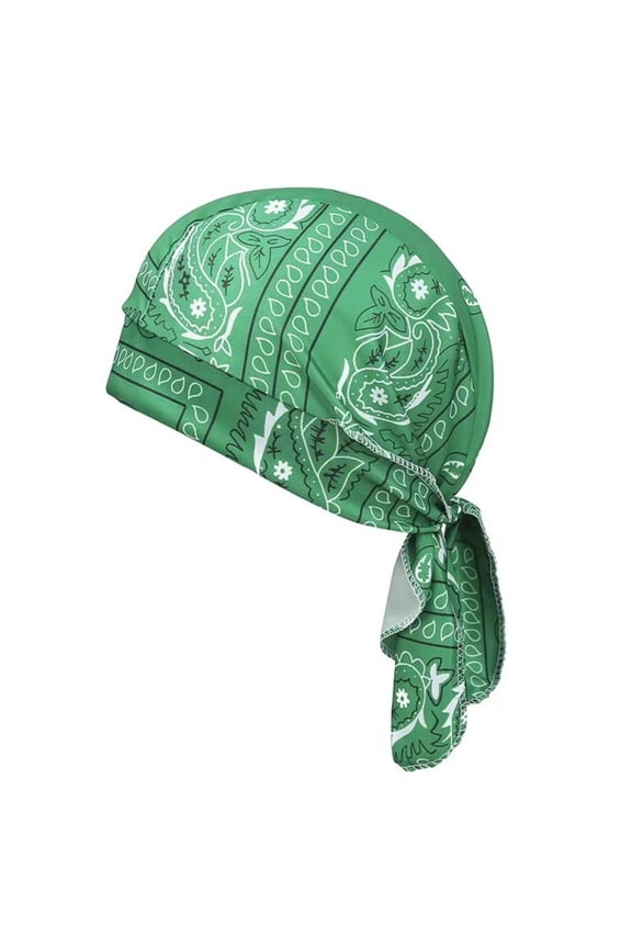 Sweat Wicking Doo Rag Cooling Dew Rag Helmet Liner Motorcycle Head Wrap Bandana Skull Caps Turban Headwear for Men and Women Army Green One Size