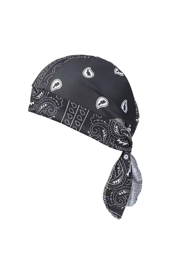 Sweat Wicking Doo Rag Cooling Dew Rag Helmet Liner Motorcycle Head Wrap Bandana Skull Caps Turban Headwear for Men and Women Black One Size