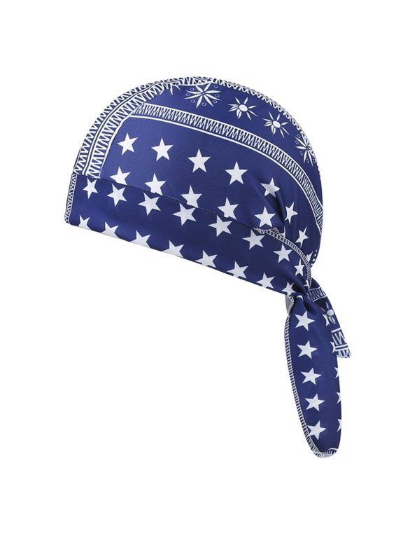 Sweat Wicking Doo Rag Cooling Dew Rag Helmet Liner Motorcycle Head Wrap Bandana Skull Caps Turban Headwear for Men and Women Navy One Size