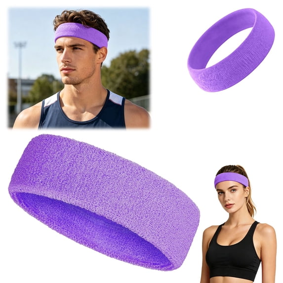 Sweat Wicking Sports Headband Quick Dry Stretch Workout Sweatband Non Slip Athletic Head Wrap For Running Yoga Gym Cycling Fitness(Purple-18Cm)