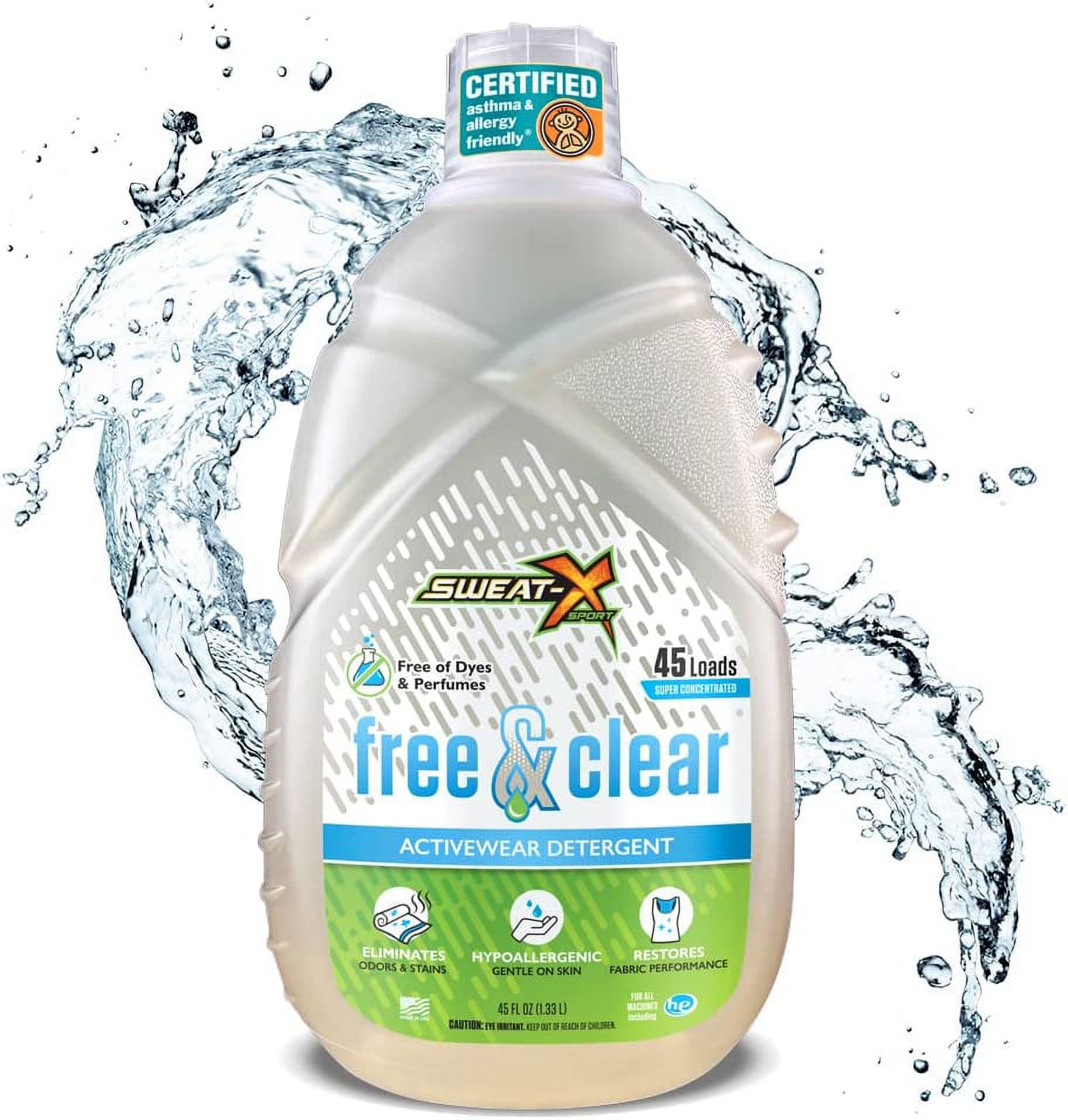Sweat X Free & Clear Activewear Laundry Detergent Certified Asthma