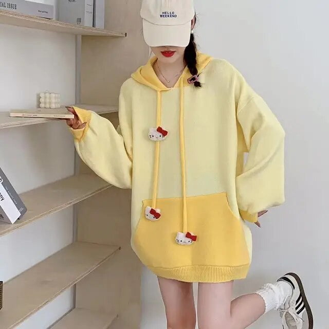 Sweat a capuche Anime Cartoon Hello Kitty Stuff pour femme pull Kawaii decontracte Sanurgente Girly At automne hiver Walmart