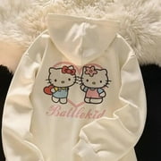 Sweat à capuche Kawaii Sanurgente pour femme  Hello Kitty  Pochacco Ins  veste zippée Anime  velours épais  automne et hiver