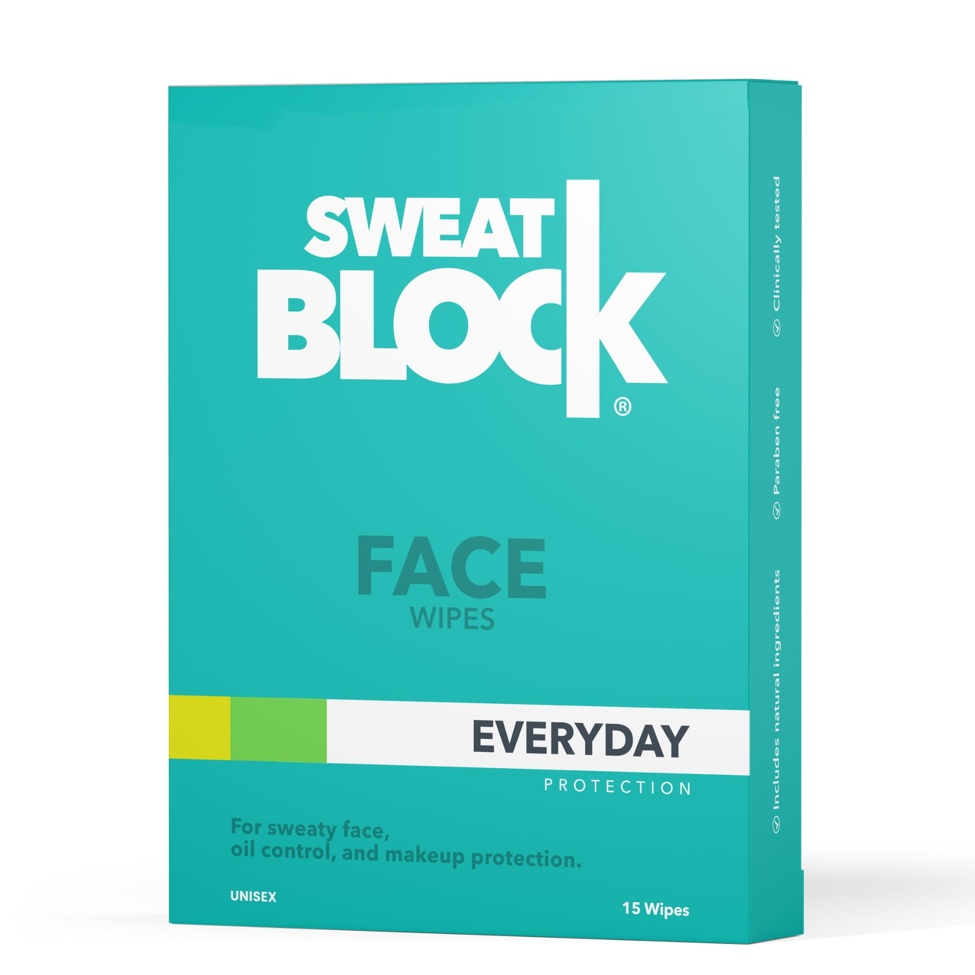 SweatBlock Antiperspirant Face Wipes for Men & Women 15 Count Helps