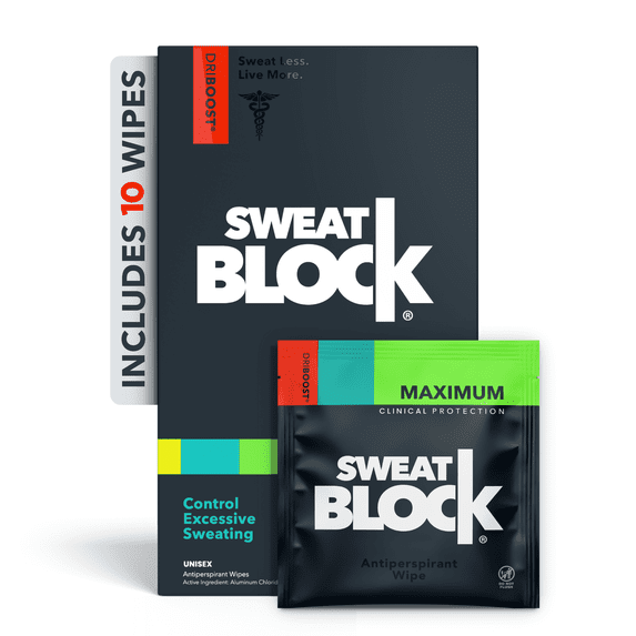 SweatBlock Maximum Strength Antiperspirant Wipes for Excessive Sweat & Odor Control