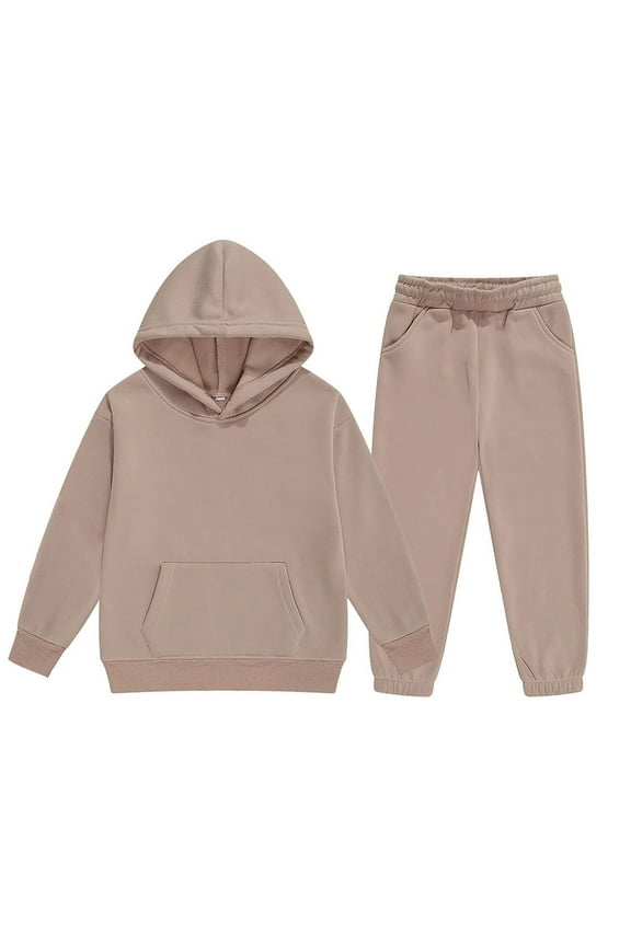 SweatSuit Outfits for Toddler Girls Casual Comfortable Long Sleeve Solid Color Hoodie Pullover Tops Pants Clothing Sets 2 Piece Fall Outfits