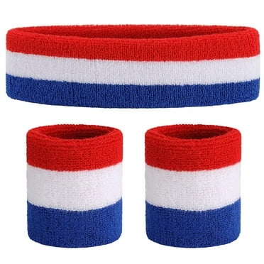 18 Pcs Sweatbands Headband Wristband Set Colorful Striped Terry Cloth 18 Pcs Sweatbands Headband Wristband Set Colorful Striped Terry Cloth