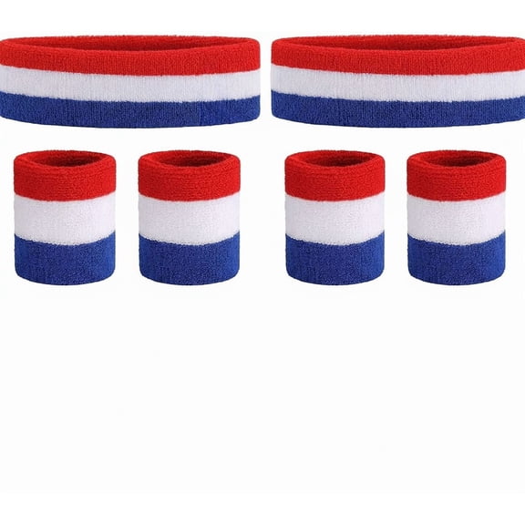 Sweatband Set Sports Headband Wristband Set Sweatbands Terry Cloth Wristband Wrist Sweatband Headbands Moisture Wicking Sweat Absorbing Head Band