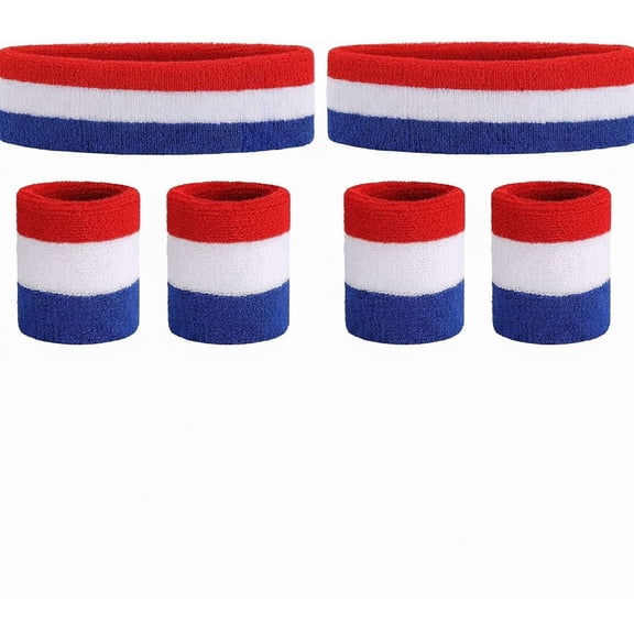 Sweatband Set Sports Headband Wristband Set Sweatbands Terry Cloth Wristband Wrist Sweatband Headbands Moisture Wicking Sweat Absorbing Head Band