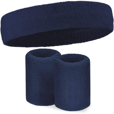 Sweatbands Set - Head & Wrist Sweat Bands - Terry Cloth Sweatbands for Tennis, Working Out, Sports, Basketball, Gym, Cosplay Costume - Headband & Wristbands for Men & Women - Stretchy & Soft Cotton