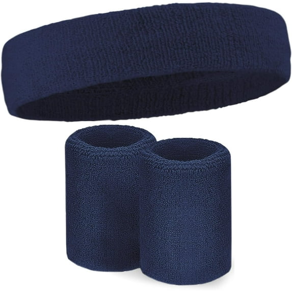 Sweatbands Set - Head & Wrist Sweat Bands - Terry Cloth Sweatbands for Tennis, Working Out, Sports, Basketball, Gym, Cosplay Costume - Headband & Wristbands for Men & Women - Stretchy & Soft Cotton