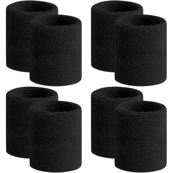 Sweatbands Sports Wristband for Men & Women -4Pair Moisture Wicking Athletic Cotton Terry Cloth Sweatband for Tennis, Basketball, Running, Gym, Working Out