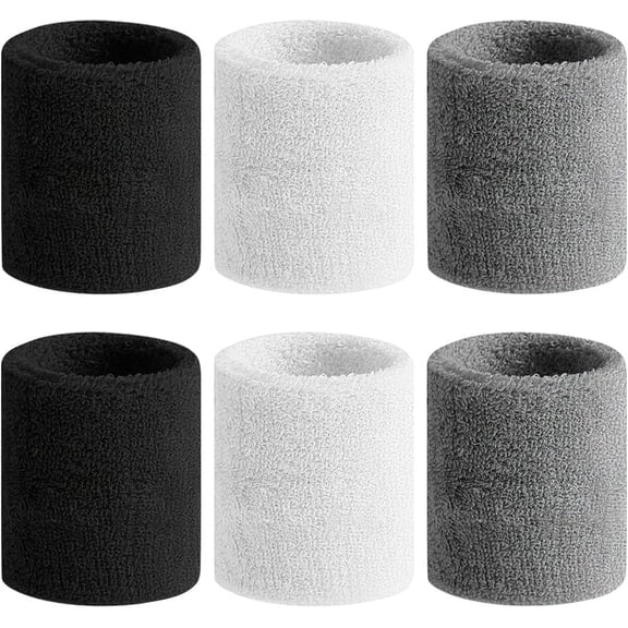 Sports Wrist Sweatbands for Men and Women, Terry Cotton Athletic Wristbands for Tennis Basketball Running Gym Workout
