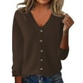 thumbnail image 1 of Sweater 2026 Spring Fall Solid Long Sleeve Seamless Knitted Cardigan Sweater Coffee L, 1 of 4