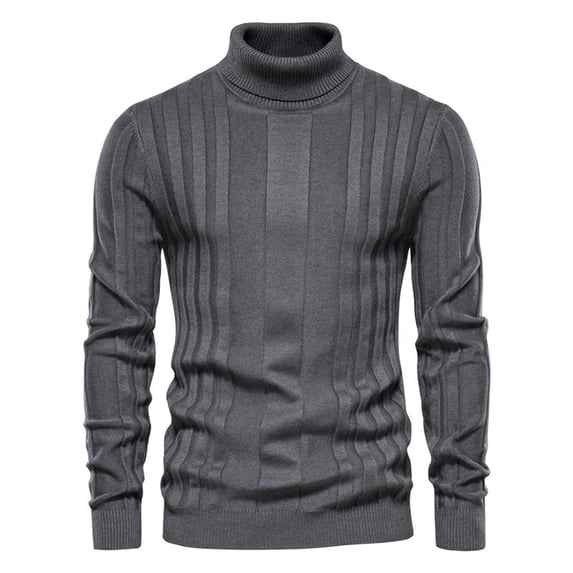 Sweater Autumn New Men's Turtleneck Casual Knitted Warm Bottoming Shirt Men's Pullover Large Size - Dark Gray - XL