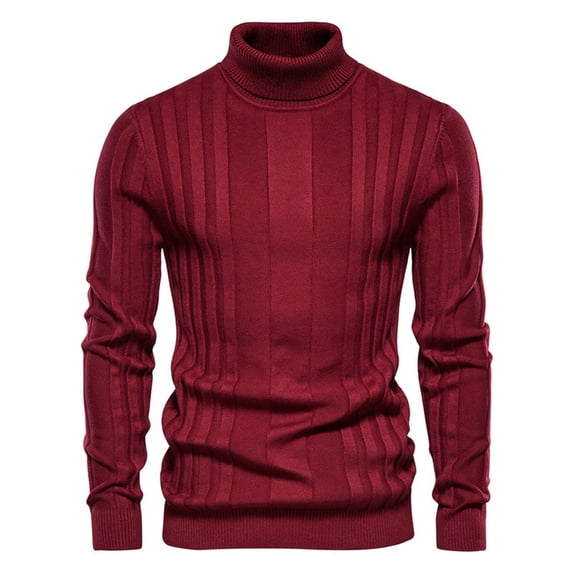 Sweater Autumn New Men's Turtleneck Casual Knitted Warm Bottoming Shirt Men's Pullover Large Size - Red - XXL