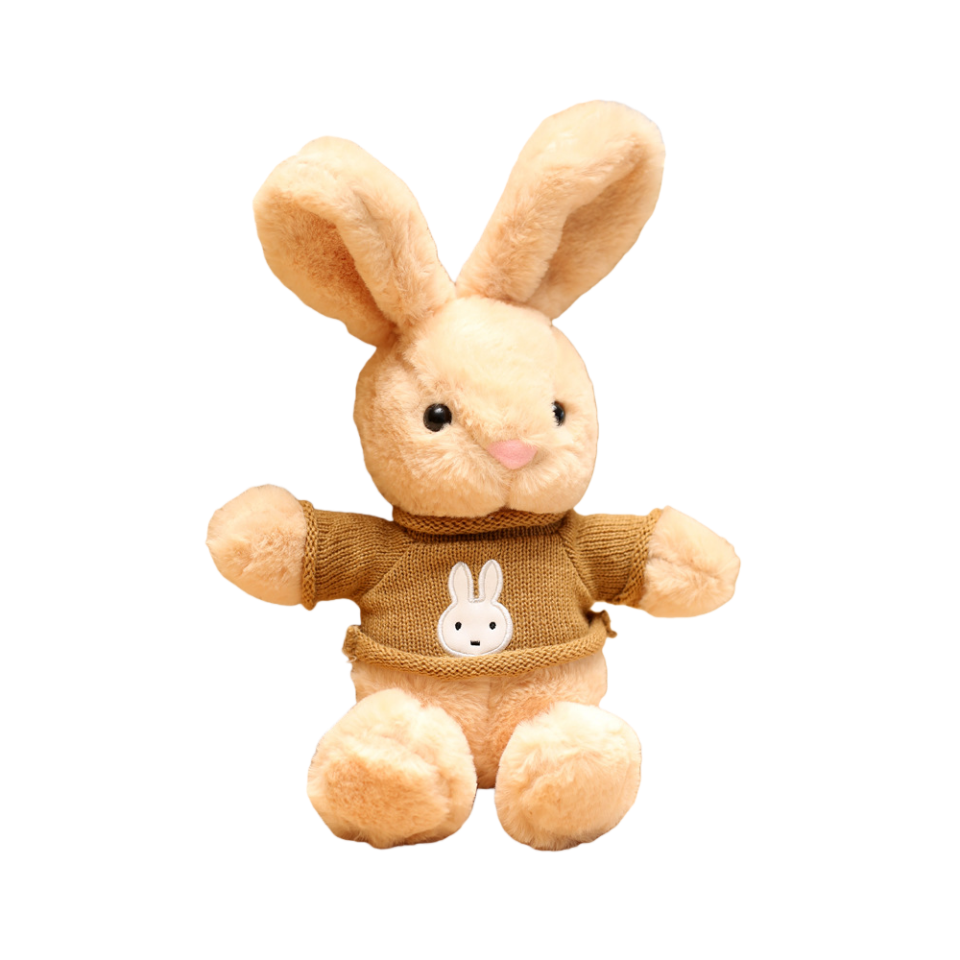 Sweater Bunny Plush Doll, Cute Knit-Outfit Rabbit Stuffed Toy, Soft ...