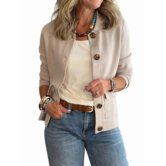 Sweater Cardigan Women Fall Winter Cropped Button Down Long Sleeve Casual Trendy Cardigan Sweater Jacket Color L