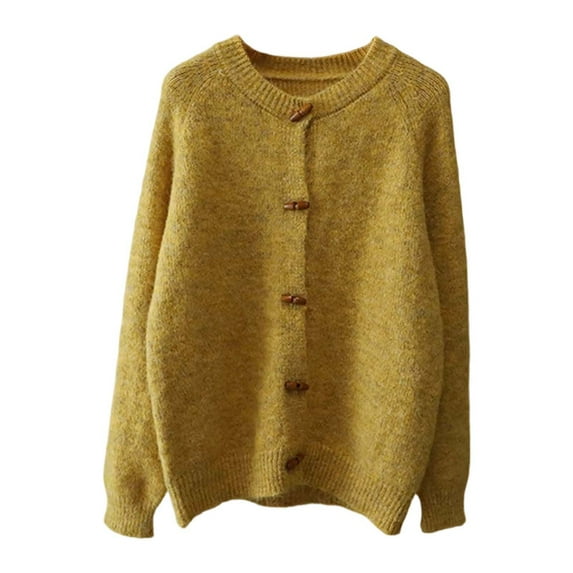 Sweater Cardigan Women Knit Button Light Yellow Sweaters for Women Cozy Cardigans Fall Vacation Clothes Going Out Tops for Women