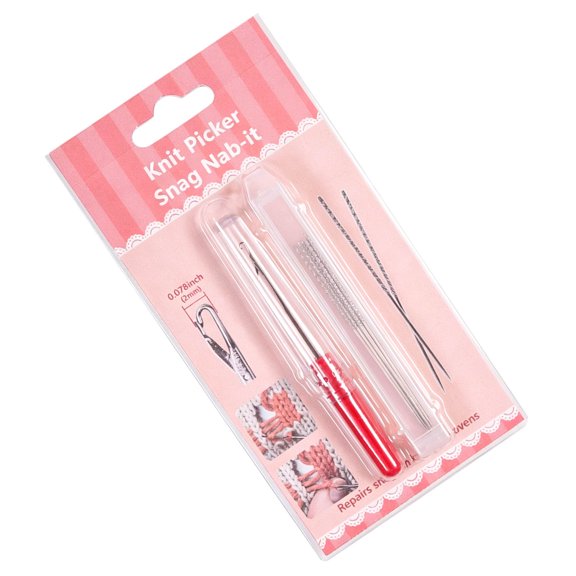 Sweater Care Set with 2 mm Hook Picker, 5 Textured Metal Picks and Storage Tube, Small Knit Fixing Set for Travel Sewing Pouch or Drawer Use