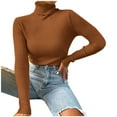 thumbnail image 1 of Sweater Fashion Women Solid Long Sleeve Pullove Turtleneck-Neck Casual Sweater Tops, 1 of 7