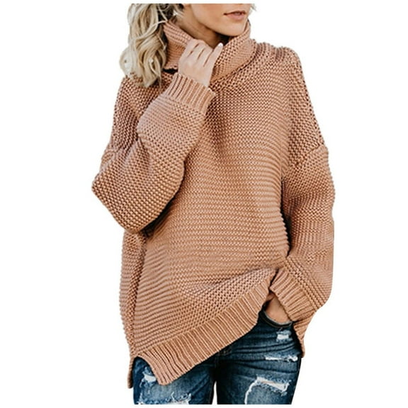 Sweater Women's Casual Solid Color Casual Thick Line Long Sleeve Turtleneck Sweater