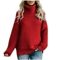 thumbnail image 1 of Sweater Clearance Women's Casual Solid Color Casual Thick Line Long Sleeve Turtleneck Sweater, 1 of 5