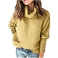 thumbnail image 1 of Sweater Clearance Women's Turtleneck Knitted Jumper Sweater Long Sleeve Elegant Casual Tops, 1 of 8