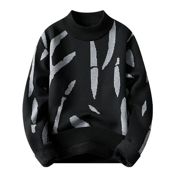 Sweater Coat For Men Crewneck Loose Solid Color All Matching Mens Warm Clothes,Black,M