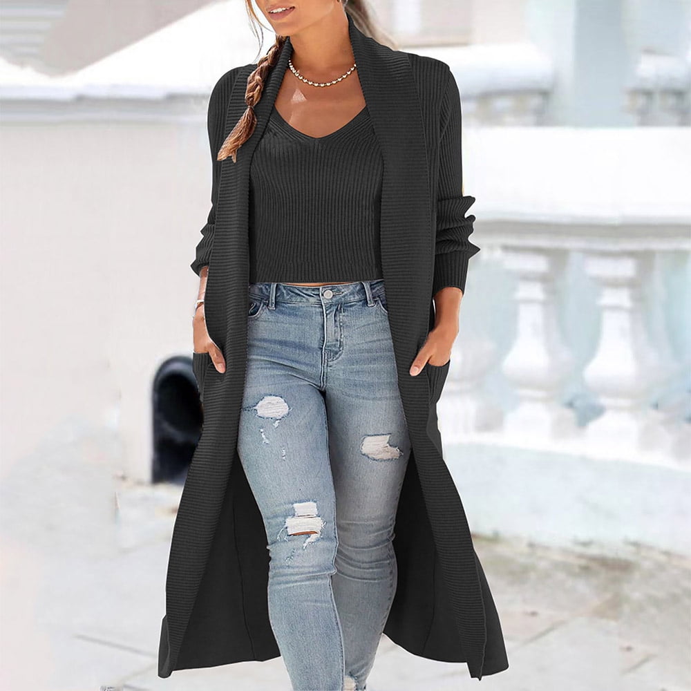 Outfits with long black cardigan sales