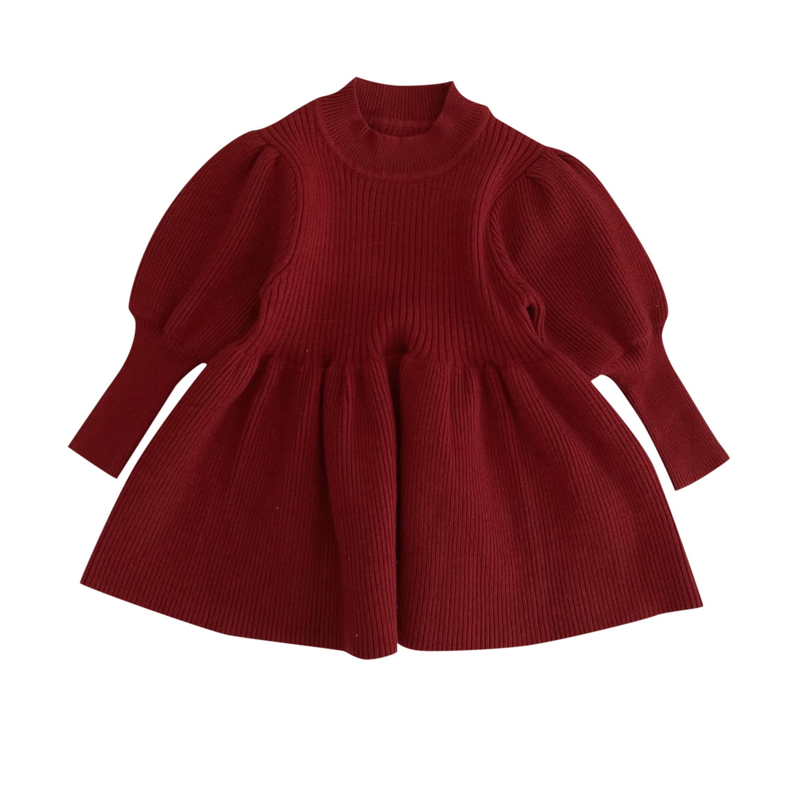 Sweater Dress,Toddler Girl Knit Sweater Dress Kids Long Sleeve Casual Birthday Party Dresses,Fall Sweater Dress,3-4 Years,Z01 Red