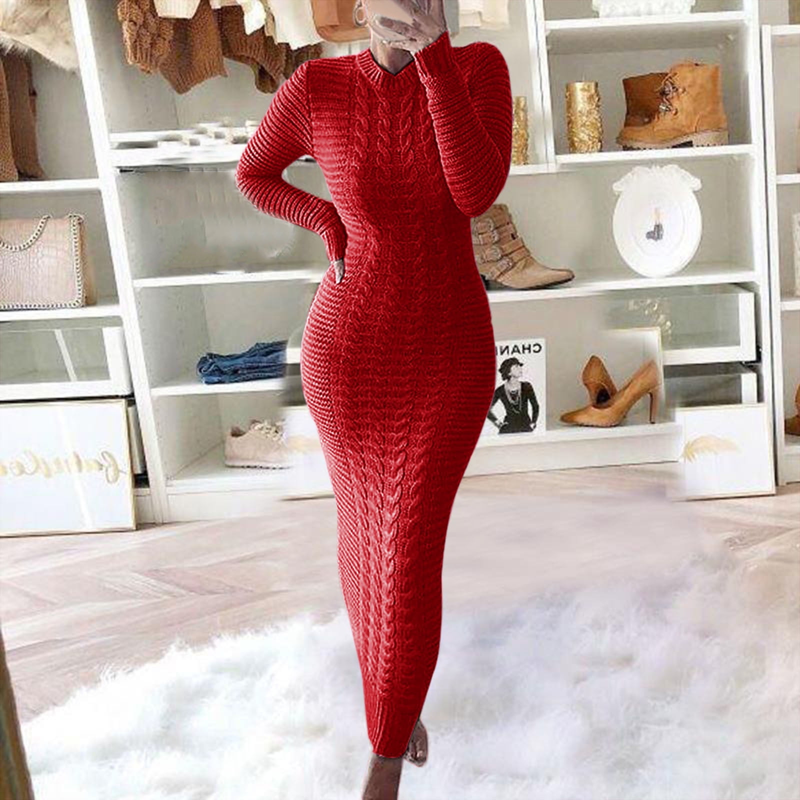 Slimming sweater dress deals