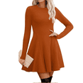 thumbnail image 1 of Sweater Dress for Women Fall Long Sleeve Crew Neck Ribbed Knit Fit and Flare A-Line Dresses, 1 of 5