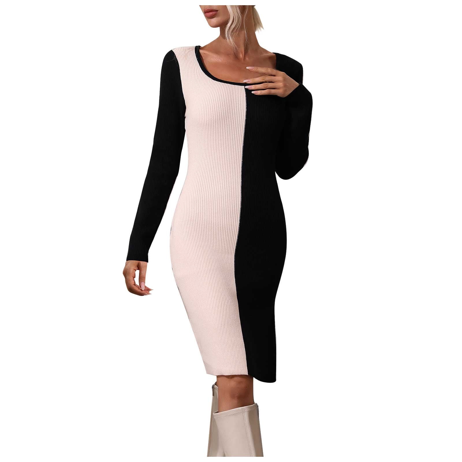 knee length dresses for ladies J.Nna Color Block Striped and Solid Maxi Dress in Black White S main image 0